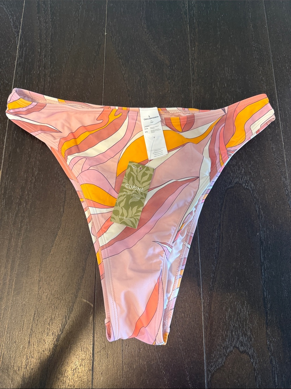 Cupshe Pink & Orange Swirl High-Cut Bikini Bottom